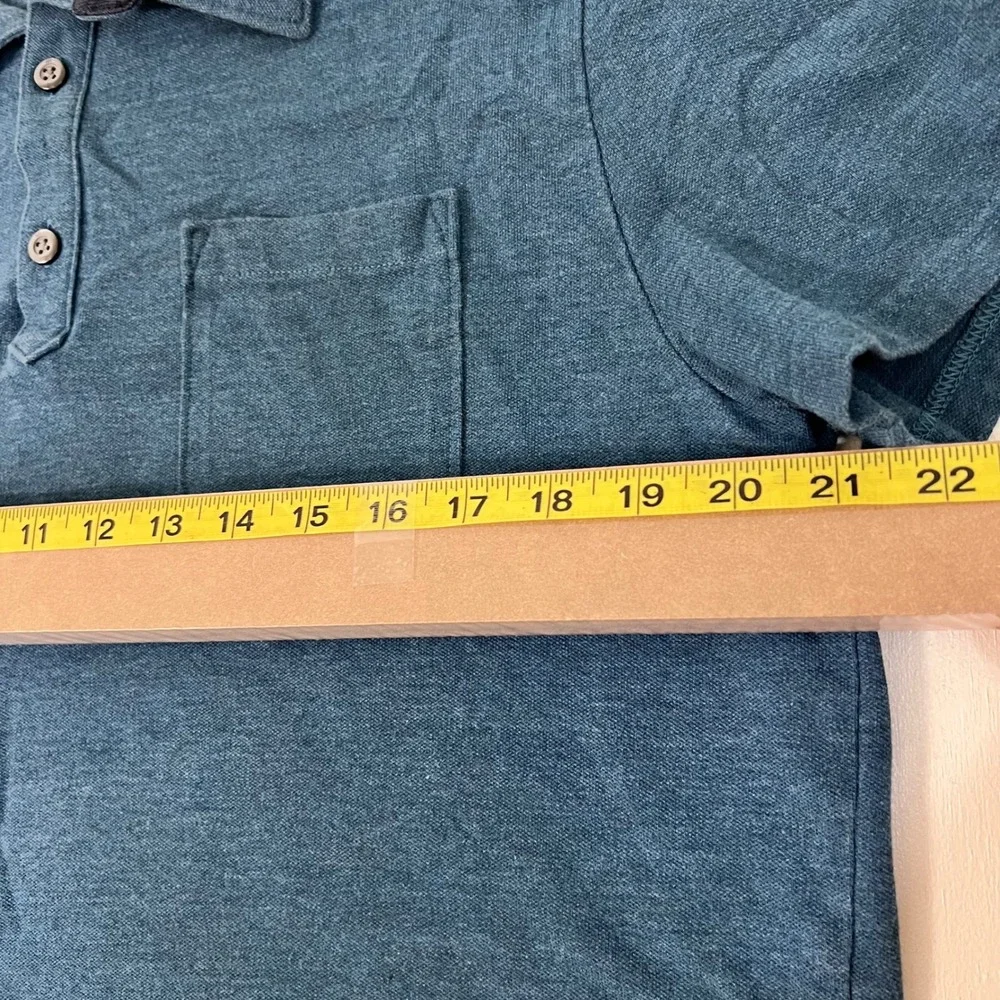 Banana Republic Performance Pique Polo L Blue Short Sleeve Chest Pocket Stretch